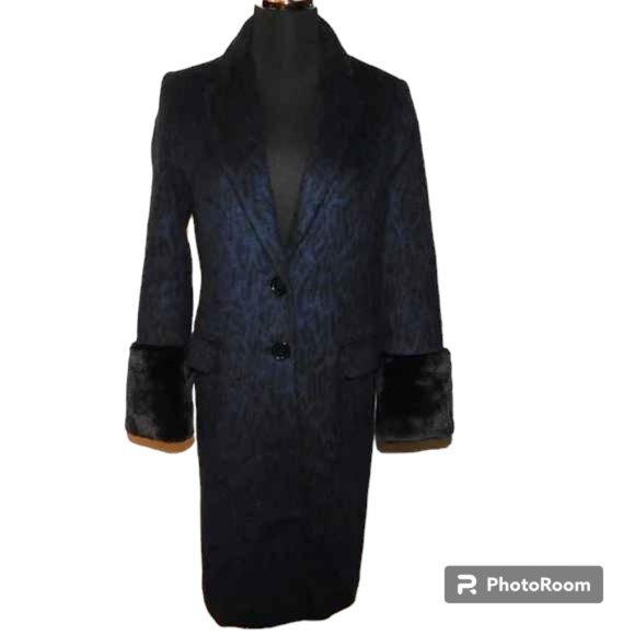 Helene Berman London Navy 'Future College' Notch Collar Lined Buttoned Coat - Picture 16 of 16